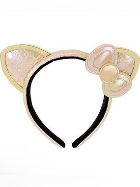 New Loungefly Sanrio Iridescent Pink & Gold Hello Kitty Ear Headband